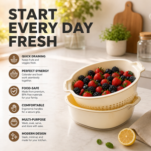 Cesta para Lavar Frutas y Verduras, Diseño de Doble Capa, PP No Tóxico, para Uso Doméstico - Product Image 1