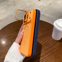 Étui magnétique de gros pour téléphone avec support d'objectif, coque de protection bicolore sensible à la peau pour Apple 15 Pro, iPhone 18 Pro Max, 17, 16