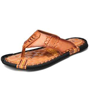 Claquettes d'Été de Luxe en <span class=keywords><strong>Cuir</strong></span> Véritable pour Hommes, Fond Doux Plat, Haute Qualité, En Stock - Product Image 5