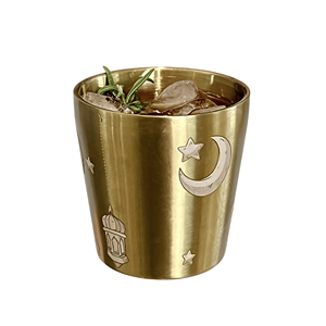 Tazza da Ufficio in Stile Mediorientale in Acciaio Inox 304 con Incisione Luna e Stelle, Bicchiere Portatile per Caffè e Cocktail da 170ml - Product Image 1