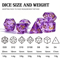 Vente en gros de dés polyédriques carrés en résine transparente personnalisés avec des chiffres dorés pour les jeux de rôle Dungeons & Dragons