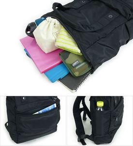 Mochila enrollable negra hecha en fábrica con material reciclado RPET, mochila de viaje enrollable de moda, mochila de día. - Product Image 3