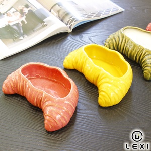 Juego de 4 Cuencos de Cerámica en Forma de Croissant y Portavelas, Platos Decorativos Brillantes y Coloridos para el Hogar, Cocina, Mesa de Fiesta, Decoración, Regalo - Product Image 2