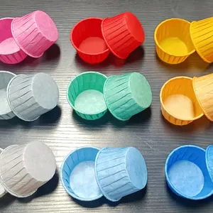 5*4cm 100pcs/bottle Pure Color Disposable Printed Paper Cupcake Rolled Rim Cake Cup Liners Paper Cupcake For Baking