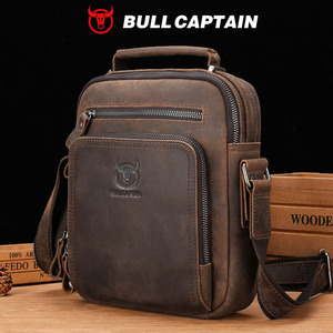 Bolso Bandolera de Cuero para Hombre BULLCAPTAIN, Bolsos Cruzados de Negocios para el Trabajo, Bolso de Mano de Viaje de Cuero Vacuno de Alta Calidad para Hombre - Product Image 1