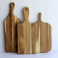 Planches à découper en bois d'olivier avec poignée incurvée créative, vente en gros, 42x12cm, épaisseur 1,5cm, plateau de service pour steak et pain