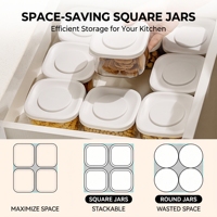 Boîte de rangement alimentaire transparente avec couvercle blanc, organisateur de garde-manger transparent, boîte pour aliments secs, pâtes, noix