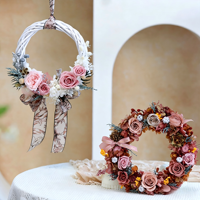 Corona de Rosas Preservadas al por Mayor, Decoración Floral Eterna Hecha a Mano para Bodas, Día de la Madre, Graduaciones, Larga Duración de 3 a 5 Años