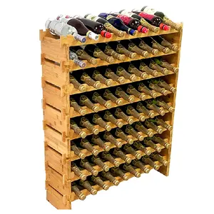 Porta vinos en madera Holzkisten boxen 72 Flasche Stapelbares Wein regal Wein regal Aufbewahrung schrank Massiver Bambus Weinhalter