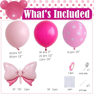Kit de Guirnalda de Globos con Temática de Minnie Rosa, Decoraciones para Fiestas, Juego de Globos con Lazo para Cumpleaños de Niña - Product Image 2