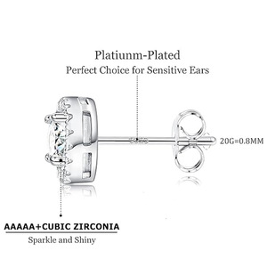 Fashion <b>Stud</b> <b>Earrings</b> Round Zircon Inlaid Copper Alloy Claw Setting <b>For</b> Women And <b>Men</b> Gift Occasion - Product Image 5