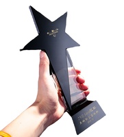 Trofeo de Cristal Negro Personalizado ADL con Estrella, Grabado de Logotipo UN Pulido, Premio Listo para Regalos Empresariales