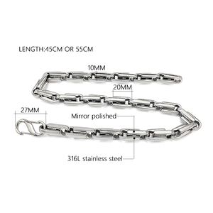 مجموعة أساور قلادة سلسلة مكتنزة من الفولاذ المقاوم للصدأ ، قفل كبير ، سلسلة ربط ثقيلة ، قلادة قلادة جذابة ، مجوهرات رائعة للرجال والنساء - Product Image 2