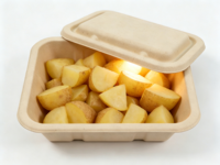 Ecologisch afbreekbare composteerbare salade-fruit-noedel meeneemdoos met deksel van suikerrietpulp (bagasse)