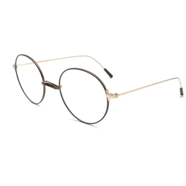 Vintage Prescription Olive Reddish Brown Anti Blue Light Metal Frame Eyeglasses Without Nose Pads