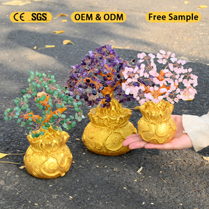 Wholesale Hand Made Healing Crystal Craft Money <b>Bag</b> Crystal Lucky Wealth Tree for Fengshui - Product Image 4