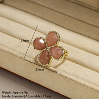 Bague de mariage ajustable en pierre naturelle, plaquée or 18 carats, avec apatite bleue et trèfle à quatre feuilles porte-bonheur, en forme de goutte d'eau et de fleur, vente en gros
