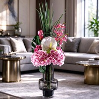 Arrangement floral de mariage vert tendance, fleurs artificielles Anthurium et Hortensia vert foncé, centre de table pour décoration de fête