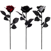 Fleur artificielle d'Halloween, rose noire et blanche, style gothique, fausse fleur, décoration d'intérieur, arrangement floral, rose de simulation