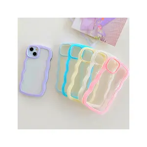 Ins Style Candy Color Wave Frame Phone Cases for iPhone X XR XS 11 pro 12 promax 13 14 15 plus
