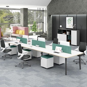 Chaises et tables de bureau pour 4 personnes, mobilier de bureau moderne, poste de travail avec cloison de séparation pour cadres - Product Image 3