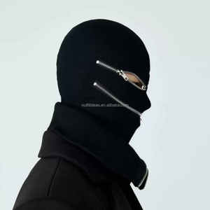 Pasamontañas de esquí tejido con cremallera plateada, permite <span class=keywords><strong>ver</strong></span> <span class=keywords><strong>los</strong></span> ojos y la boca, pasamontañas de esquí con cremallera, pasamontañas de esquí con orificio metálico, pasamontañas con cremallera - Product Image 3