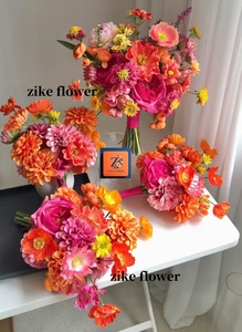 ZIKE Bouquet da Sposa Personalizzato Elegante con Peonie Bianche, Orchidee Bordeaux, Calla, Amaranti e Decorazioni Romantiche per Matrimoni - Product Image 4