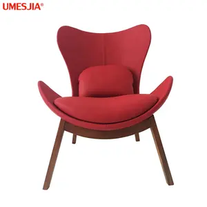 De diseño moderno sillón de tela perezosos CS3373 Silla de salón de cuero sintético muebles de sala de ceniza de piernas de madera Silla de ocio