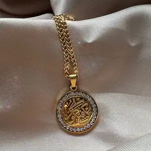 stainless steel jewelry New design Be, and it is CNC Diamond necklace Islamic Muslim Calligraphy jewelry wholesale and custom