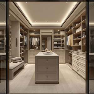 Armario de Esquina para Dormitorio de Madera Brillante Contemporáneo de Lujo con Diseño Independiente Ecológico y Puertas de Vidrio - Product Image 1