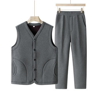 Logotipo personalizado 2025 Otoño e Invierno nuevo abrigo deportivo más terciopelo acolchado cálido casual traje de 2 piezas cómodo popular para hombres - Product Image 1