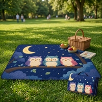 Tapis de pique-nique matelassé extra large avec dos imperméable, pliable, réutilisable, pour extérieur, plage, camping, jeu, motif dessin animé personnalisé pour enfants