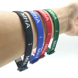 Custom Logo Adjustable Wrist Band Polyester Woven Jacquard Bracelet for Events