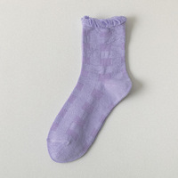 Chaussettes décontractées pour femmes, de haute qualité, vintage, violettes, régulières, douces et confortables pour tous les jours