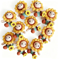 Pendentif de sac poupée tournesol au crochet fait main, porte-clés mignon, cadeau d'anniversaire