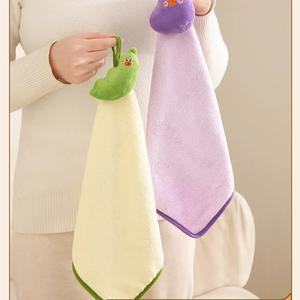 Serviette de toilette carrée en velours corail, absorbante, à suspendre, pour salle de bain et cuisine - Product Image 4