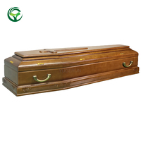 Nouveau Design Élégant Lignes Sculptées Bronze Bois Massif Paulownia Eco Cercueil Grèce Italie Pologne Tchèque Christ Style Cercueils Funéraires