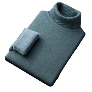 Pull à col roulé pour homme, doublé polaire épais, coupe ajustée, couleur unie, couche intérieure chaude, décontracté, manches longues, anti-boulochage - Product Image 4
