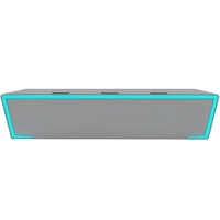 Console de commande moderne en laque blanche pour salle de surveillance multi-écrans incurvée