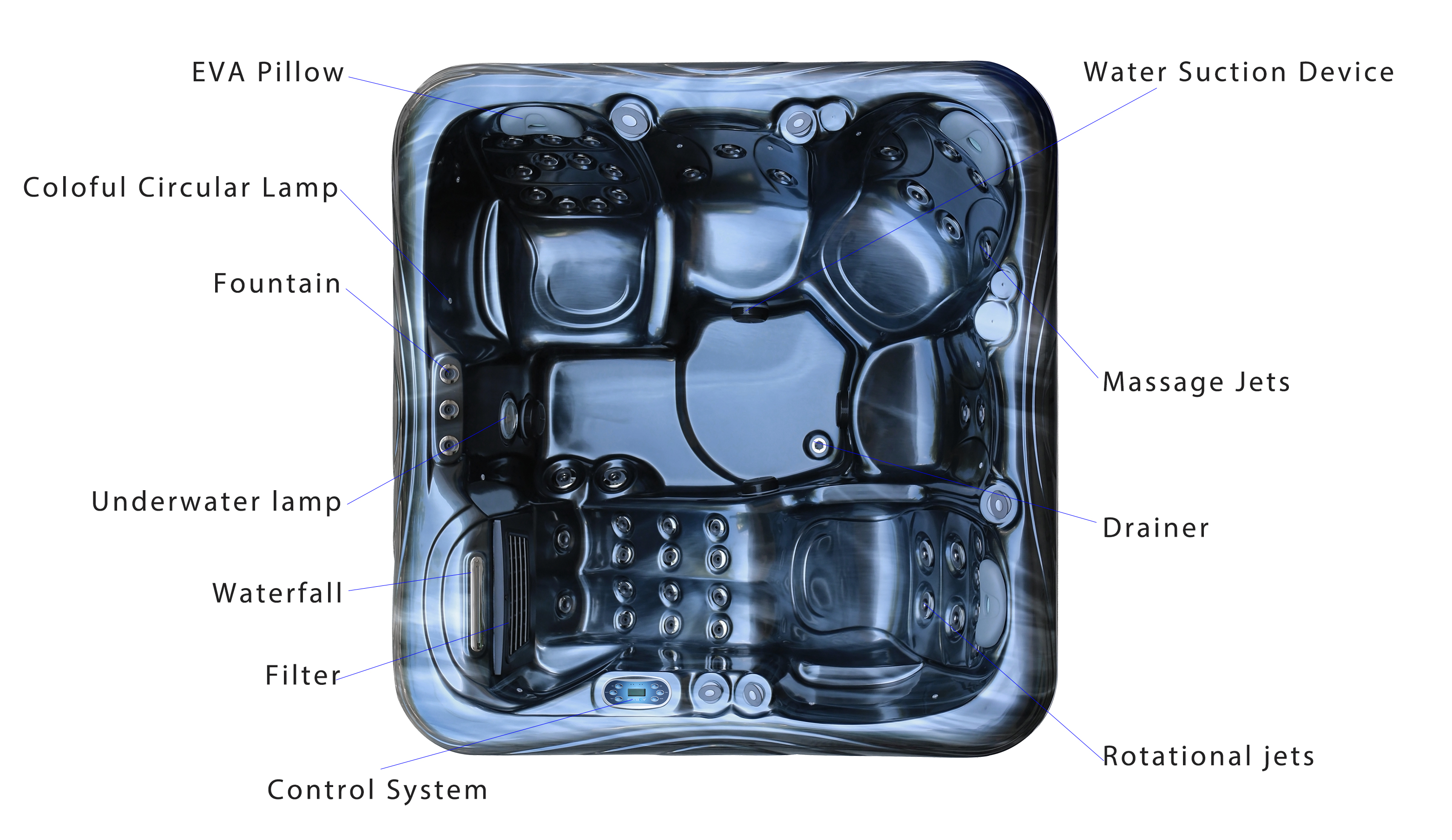 Outdoor 5 Seats Customize Massage Bathtub Whirlpools Spa Hot Tub For Family