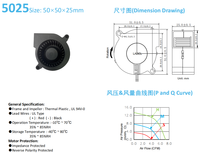 Ventilateur axial DC 5025 50x50x25mm 12V sans balais à double roulement à billes haute vitesse avec protection contre les impédances pour refroidissement d'imprimante 3D