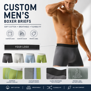 Boxer da <span class=keywords><strong>Uomo</strong></span> in Cotone e Spandex Traspiranti e Leggeri, Confezione da 5, Vendita all'Ingrosso, per Uso Quotidiano Estivo - Product Image 3