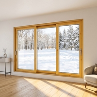 Ventanas Corredizas de Diseño Rústico de Madera y Aleación de Aluminio con Aislamiento Térmico, Mampara Plegable con Malla de Acero Inoxidable para Cocina y Hotel