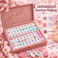 Jeu de Mahjong Américain Personnalisé à Motifs Floraux, Tuiles de Mahjong Rose Perle, Design Floral Imprimé sur Mesure, Jeu de Table Cadeau