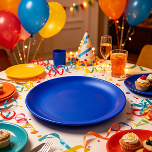 Assiettes et plats ronds en mélamine <span class=keywords><strong>bleu</strong></span> royal de 8 pouces, finition mate - Product Image 5