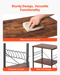 Multifunctional Kitchen <b>Storage</b> Rack Movable Rolling Cart <b>Microwave</b> Organizer Vegetable Fruit Basket Metal Dinnerware Tableware - Product Image 5