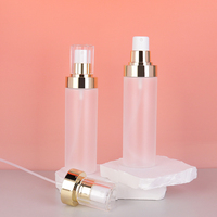 Haute qualité plaqué or givré PET bouteille en plastique cosmétiques soins de la peau visage propre Lotion pompe brouillard vaporisateur pour emballage cosmétique