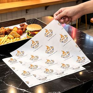 Papier sulfurisé personnalisé de qualité alimentaire, biodégradable, écologique, jetable, pour emballage de sandwichs, hamburgers, poulet frit et frites - Product Image 5