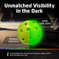 Balles de pickleball LED (lot de 6) (vert fluorescent) True Flight pour jeu nocturne en extérieur, 40 trous, 26 grammes, pour adultes