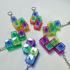Porte-clés Fidget personnalisable avec 1/2/3/4/5/6/9 touches, clavier mécanique LED, axe de clavier, jouet anti-stress, boutons DIY, keycaps - Product Image 4